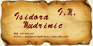 Isidora Mudrinić vizit kartica